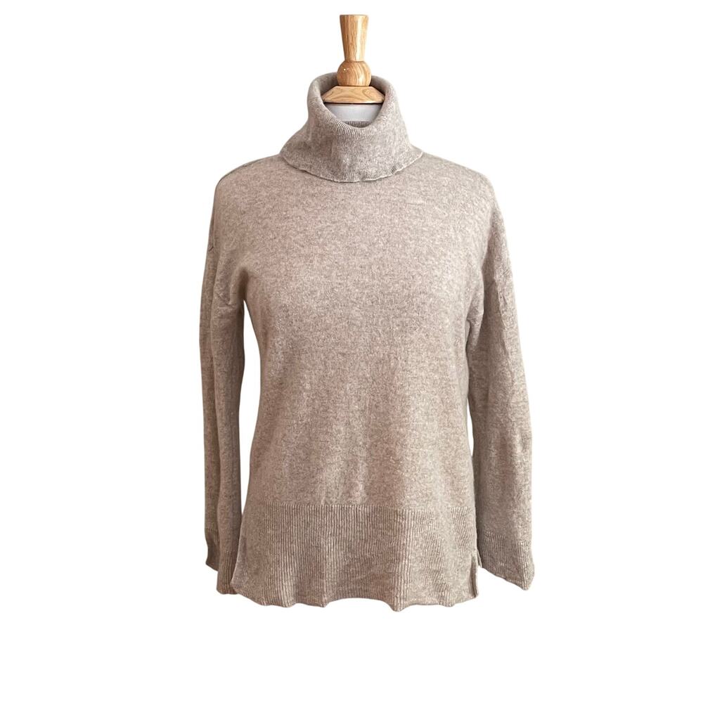 Charter Club 100% Cashmere Beige Long Tunic Turtleneck Sweater, Minimalist, S